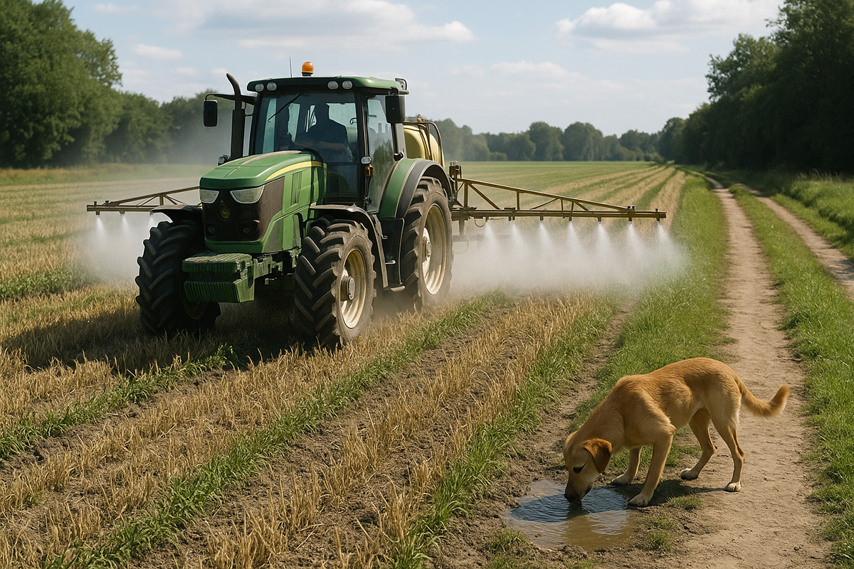 Le danger invisible des champs : protégez votre chien des pesticides le danger du glyphosate pour les chiens dans les champs à la campagne
