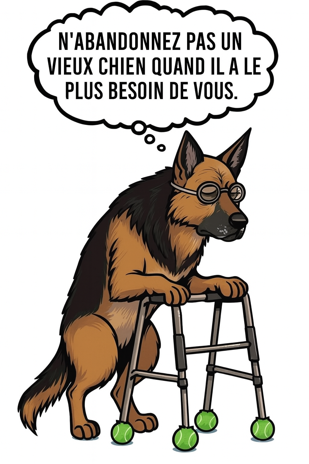 illustration vieux chien de berger allemand